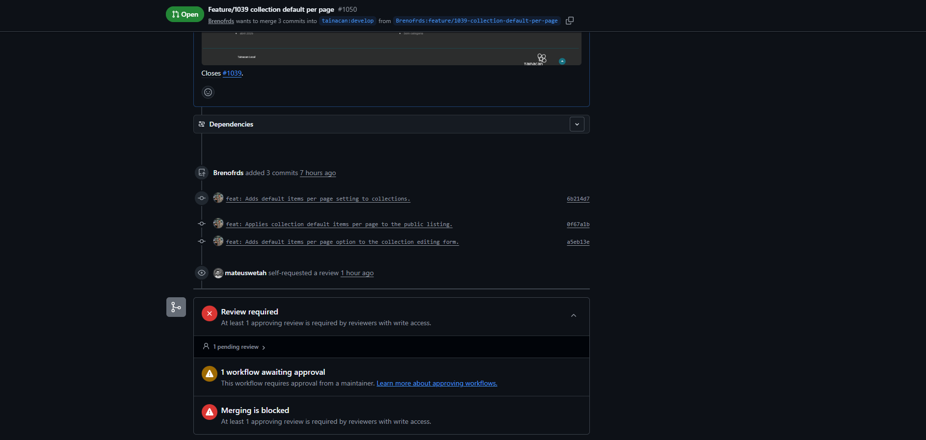 Pull Request #1050 aberta no repositório oficial